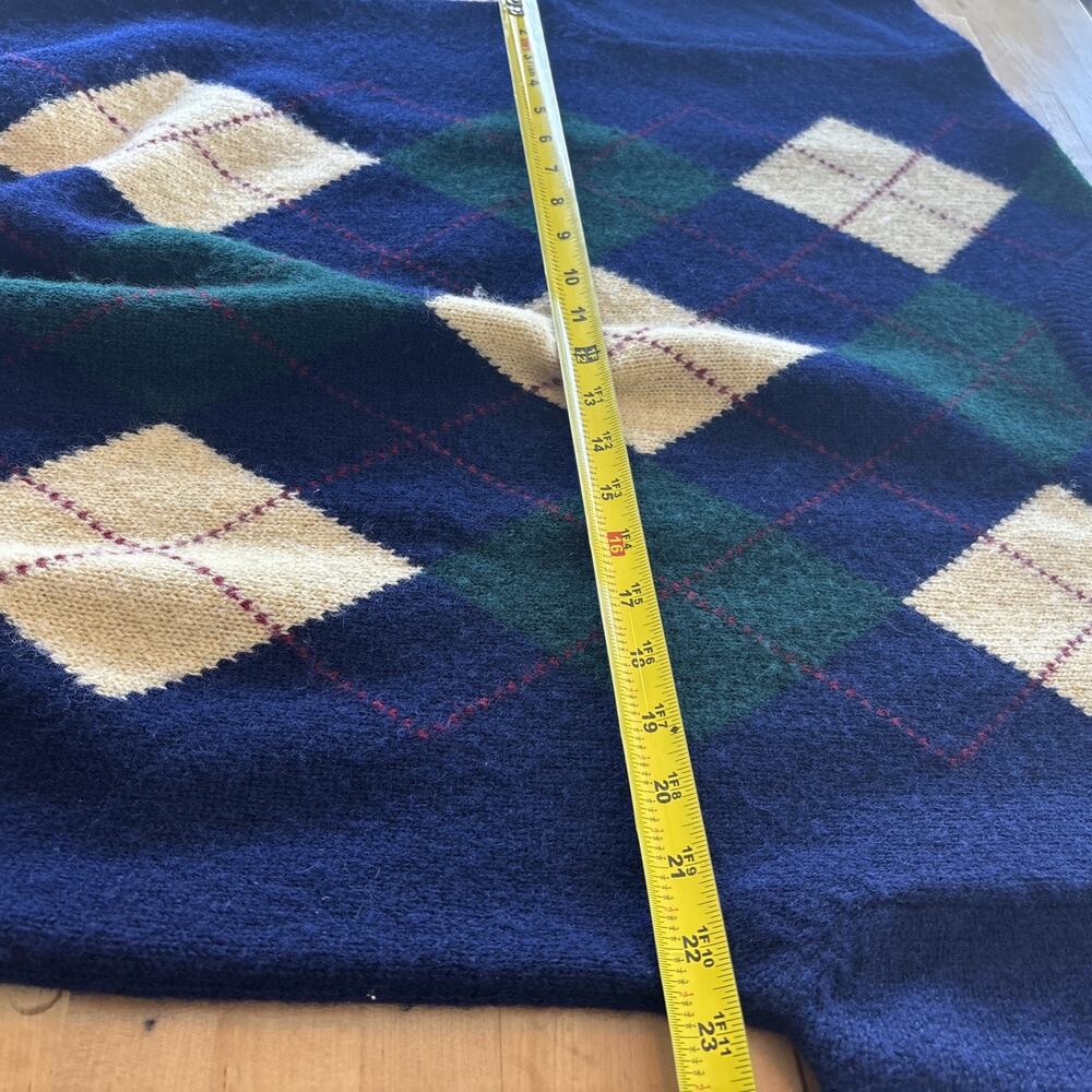 Vintage Eddie Bauer Men’s XL 100% Shetland Wool Argyle Sweater Made In Hong Kong - Picture 6 of 9
